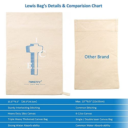 TMKEFFC Ice Mallet Lewis Bag Bartender Kit, Manual Wood Splicing Hammer and Reusable Three-Layer Thickened Canvas Bag for Ice Crushing, Craft Cocktail Tool for Home Party Bar Kitchen Restaurant