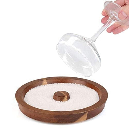 TMKEFFC Margarita Salt Rimmer Bar Cocktails Sugar Rimming, Acacia Wood Glass Rimmer for Wide Glasses up to 5.5 Inches