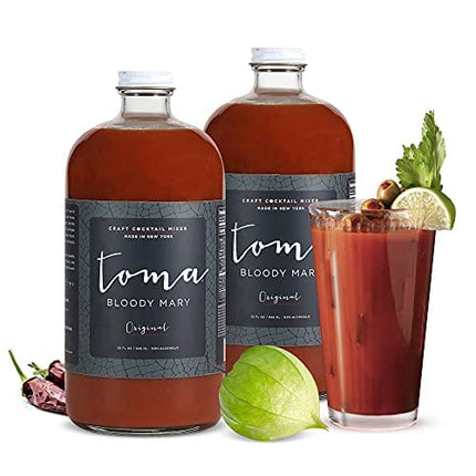 Bloody Mary Mix Original, Gluten Free, Vegan, Low Carb, Keto Friendly, Low Sodium, Premium Cocktail Mixer, 32oz Bottle, Pack of 2 - Toma