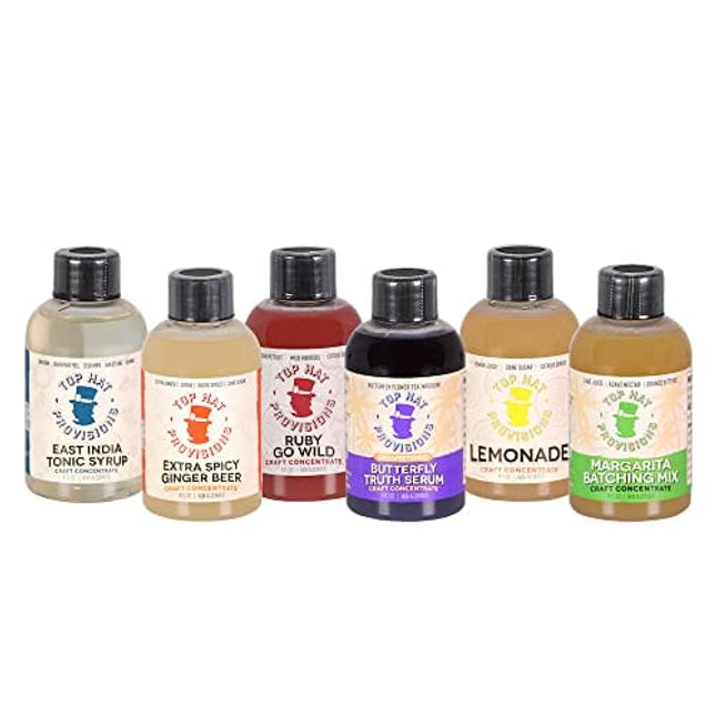 Home Bar Cocktail Mixer Gift Set & Mixology Sampler Kit – 6 pack combo set of 4oz bottles