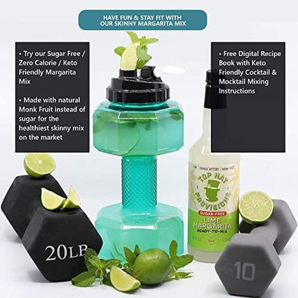 Top Hat Keto Sugar Free Lime Margarita Mix - Naturally Sweetened with Monk Fruit - Craft Mixer for Skinny Margarita Cocktail Drinks - 2 pack 32oz Bottles