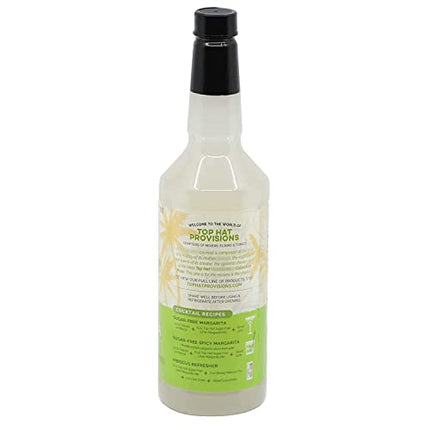 Top Hat Keto Sugar Free Lime Margarita Mix - Naturally Sweetened with Monk Fruit - Craft Mixer for Skinny Margarita Cocktail Drinks - 2 pack 32oz Bottles