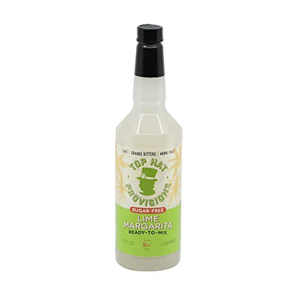 Top Hat Keto Sugar Free Lime Margarita Mix - Naturally Sweetened with Monk Fruit - Craft Mixer for Skinny Margarita Cocktail Drinks - 32oz Bottle