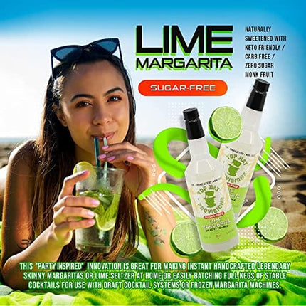 Top Hat Keto Sugar Free Lime Margarita Mix - Naturally Sweetened with Monk Fruit - Craft Mixer for Skinny Margarita Cocktail Drinks - 32oz Bottle