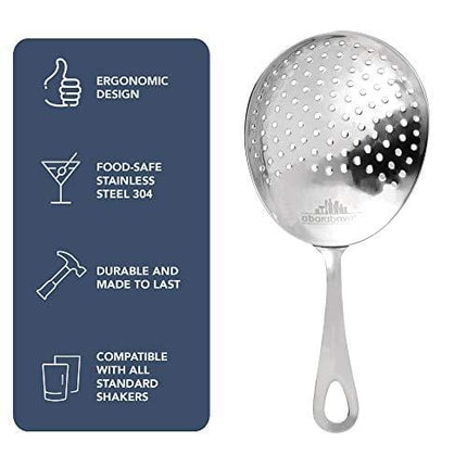 Julep Strainer: Professional Stainless Steel SS304 Cocktail Strainer for Home or Commercial Bar