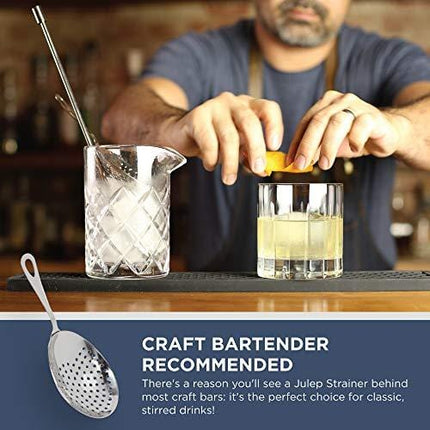 Julep Strainer: Professional Stainless Steel SS304 Cocktail Strainer for Home or Commercial Bar