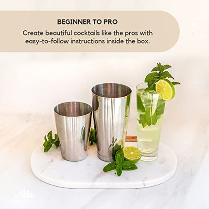 A Bar Above Boston Cocktail Shaker Set – 2-Piece Weighted & Unweighted Boston Shaker Set – Stainless Steel Bartending Kit – Martini Shaker Set – Bar Accessories for the Home Bar Set