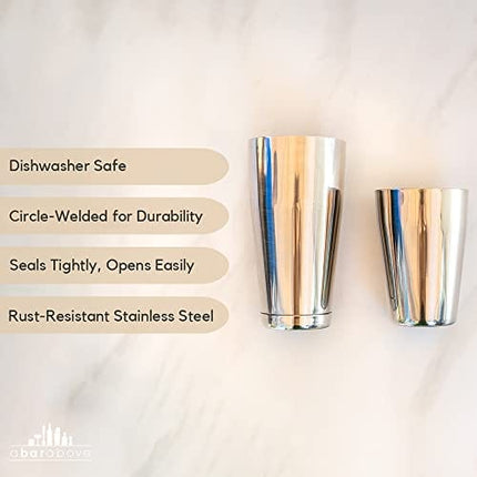 A Bar Above Boston Cocktail Shaker Set – 2-Piece Weighted & Unweighted Boston Shaker Set – Stainless Steel Bartending Kit – Martini Shaker Set – Bar Accessories for the Home Bar Set