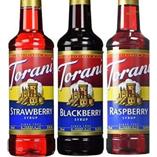 Torani Syrup Berry Lovers 3 Pack, Raspberry, Strawberry and Blackberry