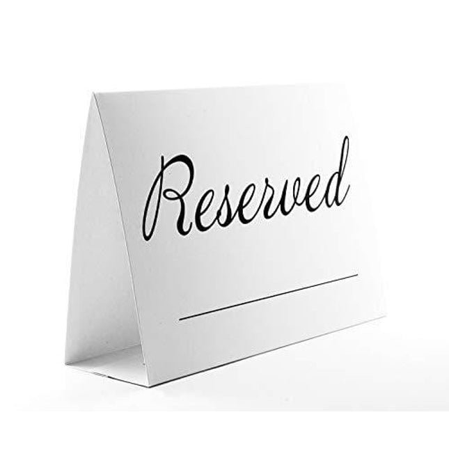 20 Pack Rustic Reserved Table Sign With Name Line - Reserved Signs For Wedding - White Reserved Signs - Wedding Accessories - Tent Cards For Reserving Seats & Places - Place Cards for Party, Event