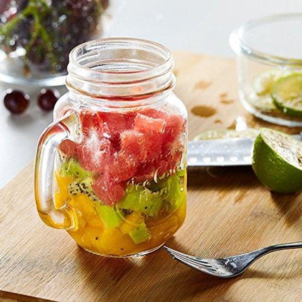 Tosnail 6 Pack 16 Oz. Mason Jar Mugs with Handle, Tin Lid and Plastic Straws - Old Fashion Drinking Glasses