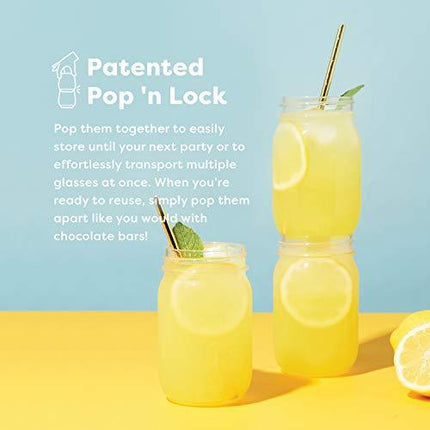 TOSSWARE POP 16oz Mason SET OF 12, Recyclable, Unbreakable & Crystal Clear Plastic Drinking Jar