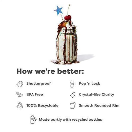 TOSSWARE POP 16oz Mason SET OF 12, Recyclable, Unbreakable & Crystal Clear Plastic Drinking Jar