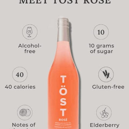 TÖST ROSÉ All-Natural Alcohol Free Sparkling Beverage, 25.4 Fl Oz (Pack of 1)