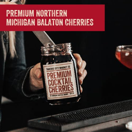 Traverse City Whiskey Co. Premium Cocktail Cherries | Cocktails & Desserts | All American, Natural, Certified Kosher, Stemless, Slow-Cooked Garnish for Old Fashioned, Ice Cream Sundaes & More (2 Pack of 21 oz)