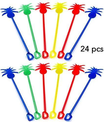 Bar Caddy Supplies (120 Pack) – Assorted Swizzle Sticks/Drink Stirrers (24 of Each Design) – Disposable Flexible Drinking Straws in 2 Sizes – Small Bar Party Supply Refill Pack for Bar Organizer