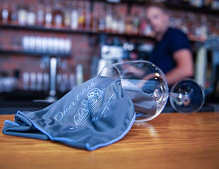 Trendy Bartender Microfiber Glass Polishing Cloth (2 Pack) – 25x20 inch – Premium Quality Lint-Free Cleaning Cloth for Stemware, Windows, – Bar Towel for Streakfree Results (Grey)
