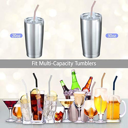 Tronco Set of 6 Stainless Steel Reusable Metal Straws with Silicone Flex Tips Elbows Cover, Metal Drinking Straws for Tronco Tumbler, 6 Steel Straws,6 Silicone Tips,1 Straw Cleaning Brush