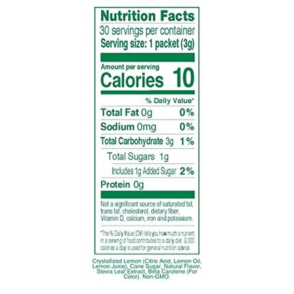 TRUE LEMON Original Lemonade Drink Mix (30 Packets) | Made from Real Lemon | No Preservatives, No Artificial Sweeteners, Gluten Free | Water Flavor Packets & Water Enhancer with Stevia