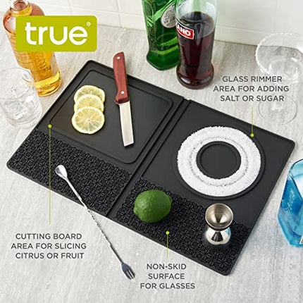 True Bar Mat, Multipurpose, Silicone Cocktail Prep Station, Rimmer, Cutting Board, Drying Mat, Set of 1, Black