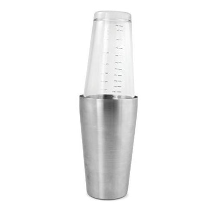 True Barkeep Boston Shaker, Stainless Steel Cocktail Shaker Tin & Mixing Glass Set with Measurements