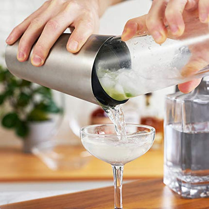 True Barkeep Boston Shaker, Stainless Steel Cocktail Shaker Tin & Mixing Glass Set with Measurements