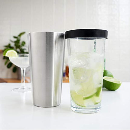 True Barkeep Boston Shaker, Stainless Steel Cocktail Shaker Tin & Mixing Glass Set with Measurements