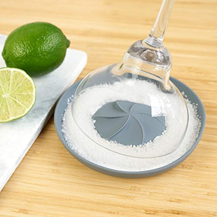 True Frill Cocktail Rimmer, Gray, Dishwasher Safe Food Grade Silicone, Glass Rimmer, Bar Tools