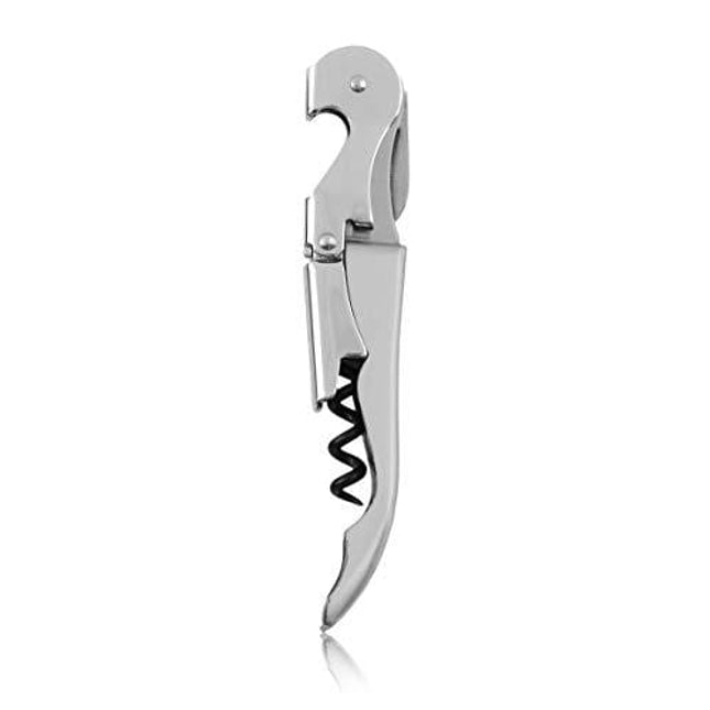 True TrueTap Double Hinged Waiter’s Corkscrew, Stainless Steel Wine Key Bottle Opener with Foil Cutter