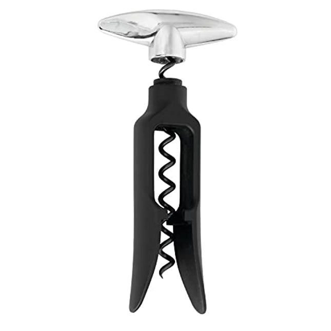 True Twister: Easy Corkscrew Turn Key Bar Accessory Wine Bottle Opener, 6", Black