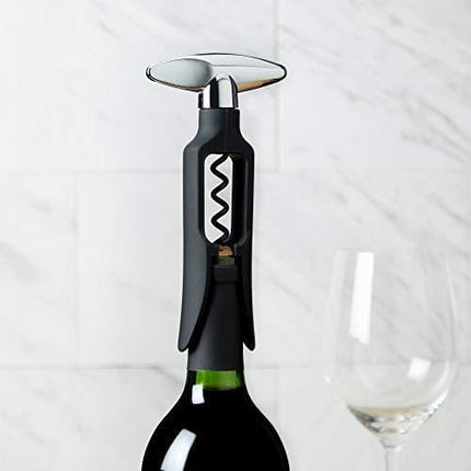 True Twister: Easy Corkscrew Turn Key Bar Accessory Wine Bottle Opener, 6", Black