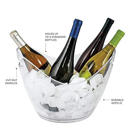 True Acrylic Ice Bucket Wine Bottle Holder Chilling Tub for Indoor and Outdoor Use, 10.25", Clear