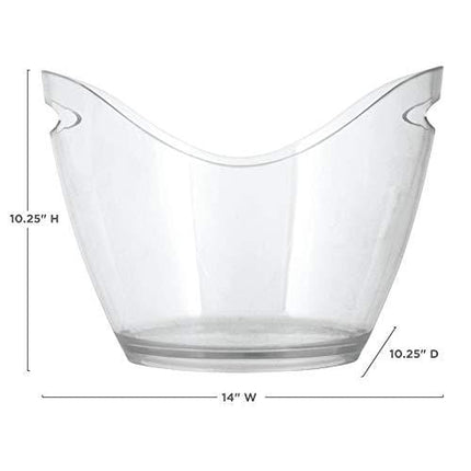 True Acrylic Ice Bucket Wine Bottle Holder Chilling Tub for Indoor and Outdoor Use, 10.25", Clear