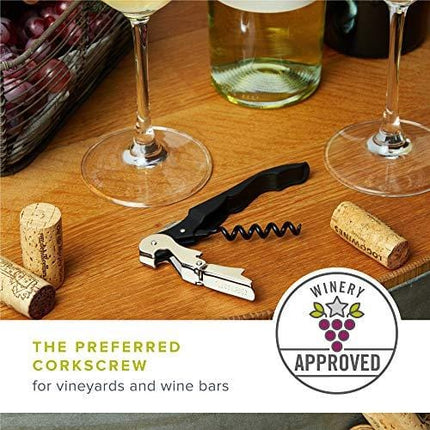True Truetap Double Hinged Waiter's Corkscrew, Black