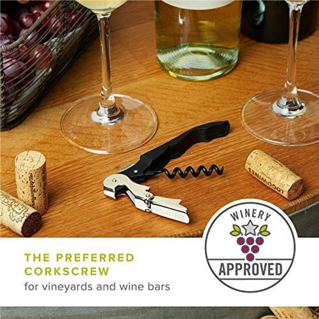 True Truetap Double Hinged Waiter's Corkscrew, Black