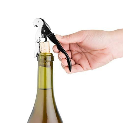 True Truetap Double Hinged Waiter's Corkscrew, Black