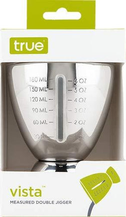 True Vista Bar Cart Accessory Measured Double Cocktail Jigger, Set of 1, Silver