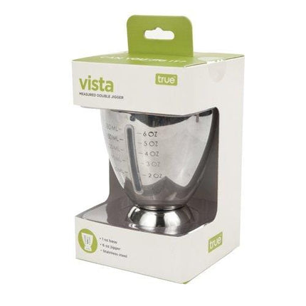 True Vista Bar Cart Accessory Measured Double Cocktail Jigger, Set of 1, Silver