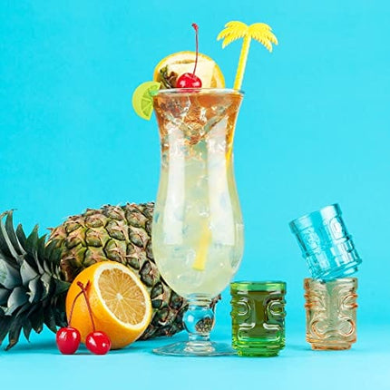 True Zoo Tiki Shot Glasses, Stackable Shot Glass Set, Dishwasher Safe Colored Glass, Holds 2 Ounces, Multicolor, Set of 3