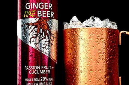Ginger Beer with Lime by TrueRoots Brewing Company, Made with REAL non-gmo Ginger & Lime Juice, All-Natural with No Preservatives, 12 Fl Oz (Pack of 12) (Passionfruit + Cucumber)