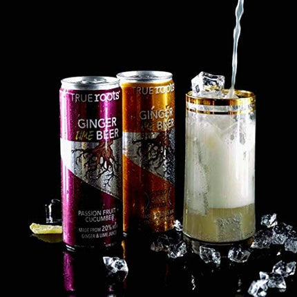 Ginger Beer with Lime by TrueRoots Brewing Company, Made with REAL non-gmo Ginger & Lime Juice, All-Natural with No Preservatives, 12 Fl Oz (Pack of 12) (Passionfruit + Cucumber)