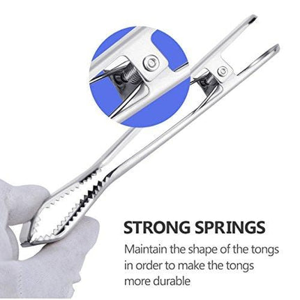 TRUSBER Ice Tongs for Ice Bucket, Stainless Steel Food Serving Tongs, with Claw Grip Teeth 6.7 Inches Perfect for Block Ice Sugar Cubes Bar Hotel Home & Kitchen (Silver)