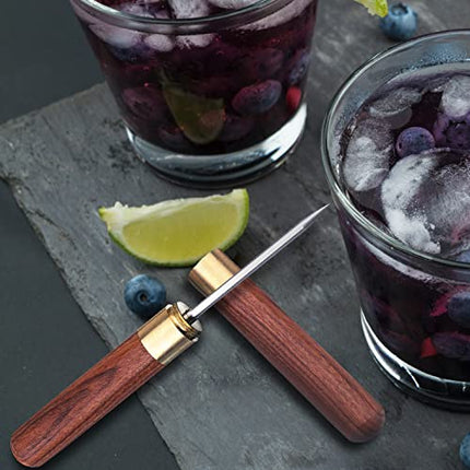 Ice Pick, Sturdy Ice Picks For Breaking Ice, TSAIYOGA Long Stainless Steel Ice Pick with Safety Wooden Cover and Non-slip Wooden Handle, 2PCS (Tapered Ice Pick+Sharp Ice Pick) for Kitchen & Bar