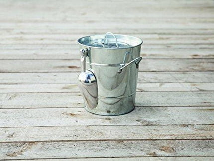 Twine Country Home Galvanized Bucket with Lid and Ice Scoop Stainless Steel, 10.5"