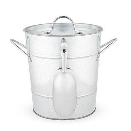 Twine Country Home Galvanized Bucket with Lid and Ice Scoop Stainless Steel, 10.5"