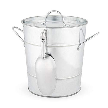 Twine Country Home Galvanized Bucket with Lid and Ice Scoop Stainless Steel, 10.5"