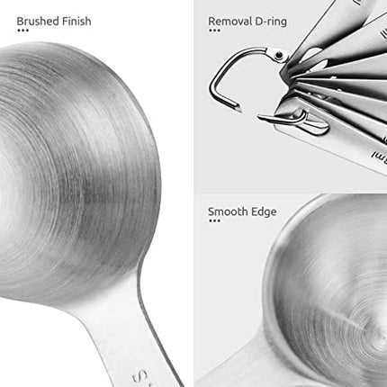 Measuring Spoons: U-Taste 18/8 Stainless Steel Measuring Spoons Set of 7 Piece: 1/8 tsp, 1/4 tsp, 1/2 tsp, 3/4 tsp, 1 tsp, 1/2 tbsp & 1 tbsp Dry and Liquid Ingredients