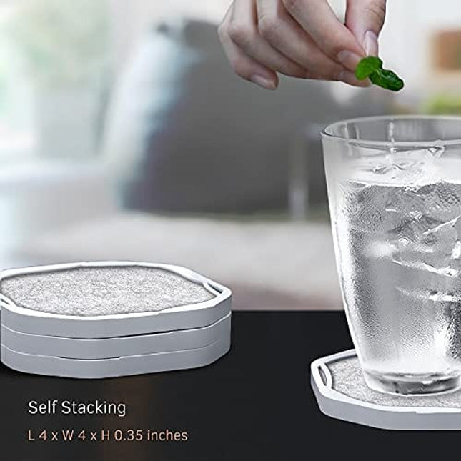 UMIRRO Grey Coasters for Drinks Absorbent, Large Cup Coasters for Tabletop Protection, Unique Novelty Table Mats for Farmhouse, Bar, Office & Home | Non-stick to Cup, Non breakable | Gray Set of 4