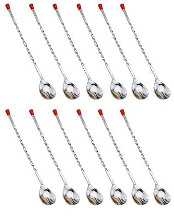 NEW, 11-Inch Stainless Steel Bar Spoon, Bar Spoons, Twist-Neck, Barware Mixing Spoon - Set of 12
