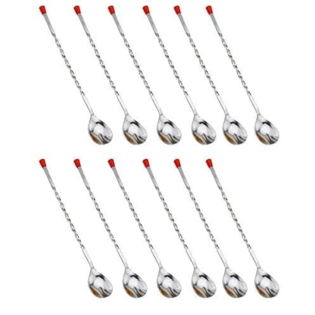 NEW, 11-Inch Stainless Steel Bar Spoon, Bar Spoons, Twist-Neck, Barware Mixing Spoon - Set of 12